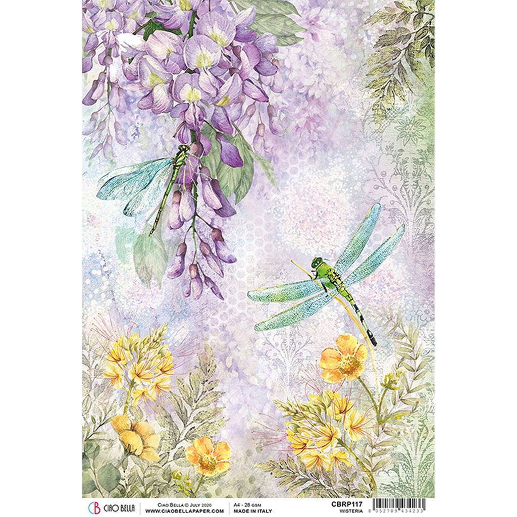 Ciao Bella Paper - Wisteria A4 rice paper (SINGLE Sheet)