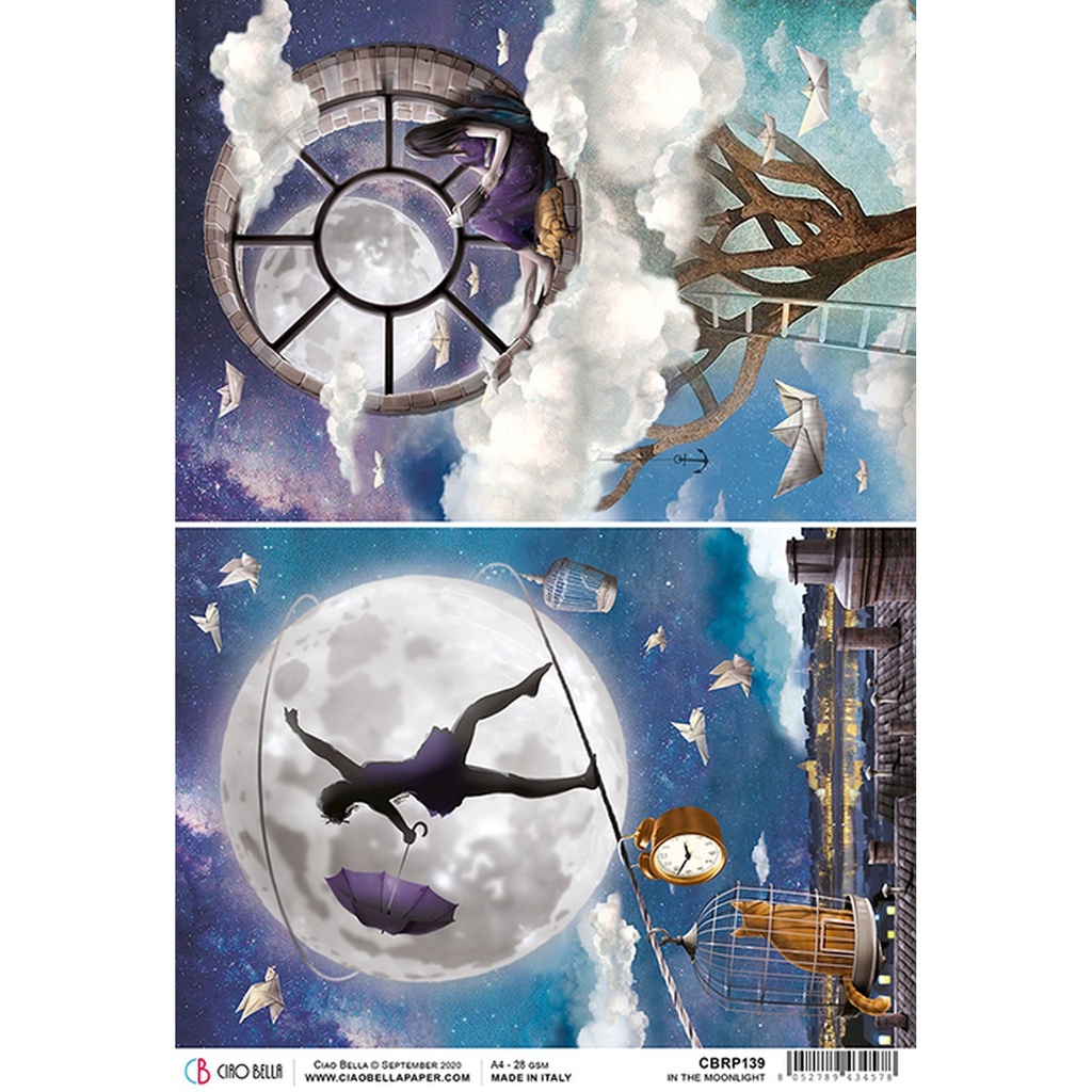 Ciao Bella Paper - In The Moonlight A4 rice paper (SINGLE Sheet)