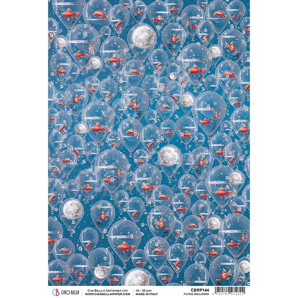 Ciao Bella Paper - Flying Balloons A4 rice paper (SINGLE Sheet)