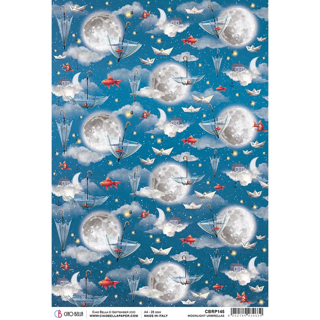 Ciao Bella Paper - Moonlight Umbrellas A4 rice paper (SINGLE Sheet)