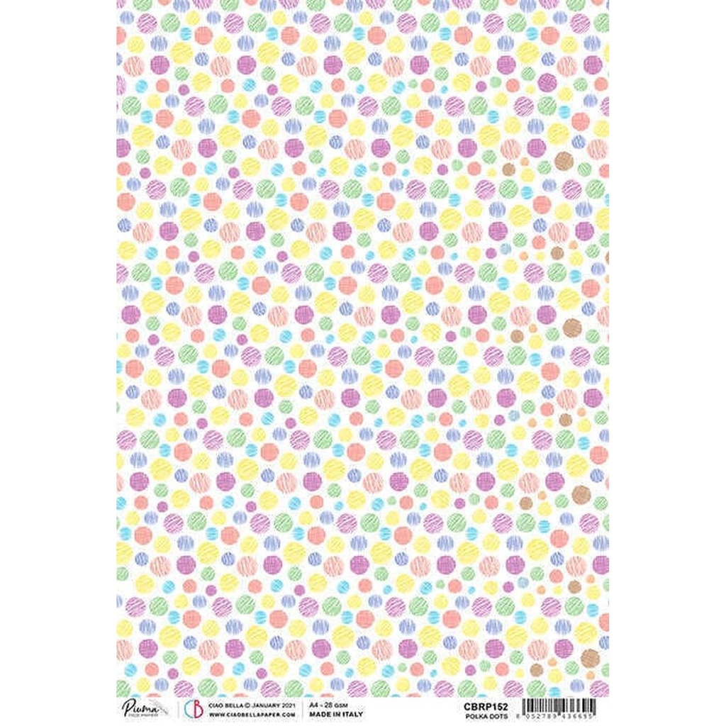 Ciao Bella Paper - Polka Dots A4 rice paper (SINGLE Sheet)