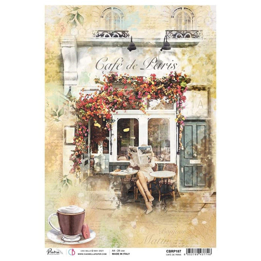 Ciao Bella Paper - Café De Paris A4 rice paper (SINGLE Sheet)