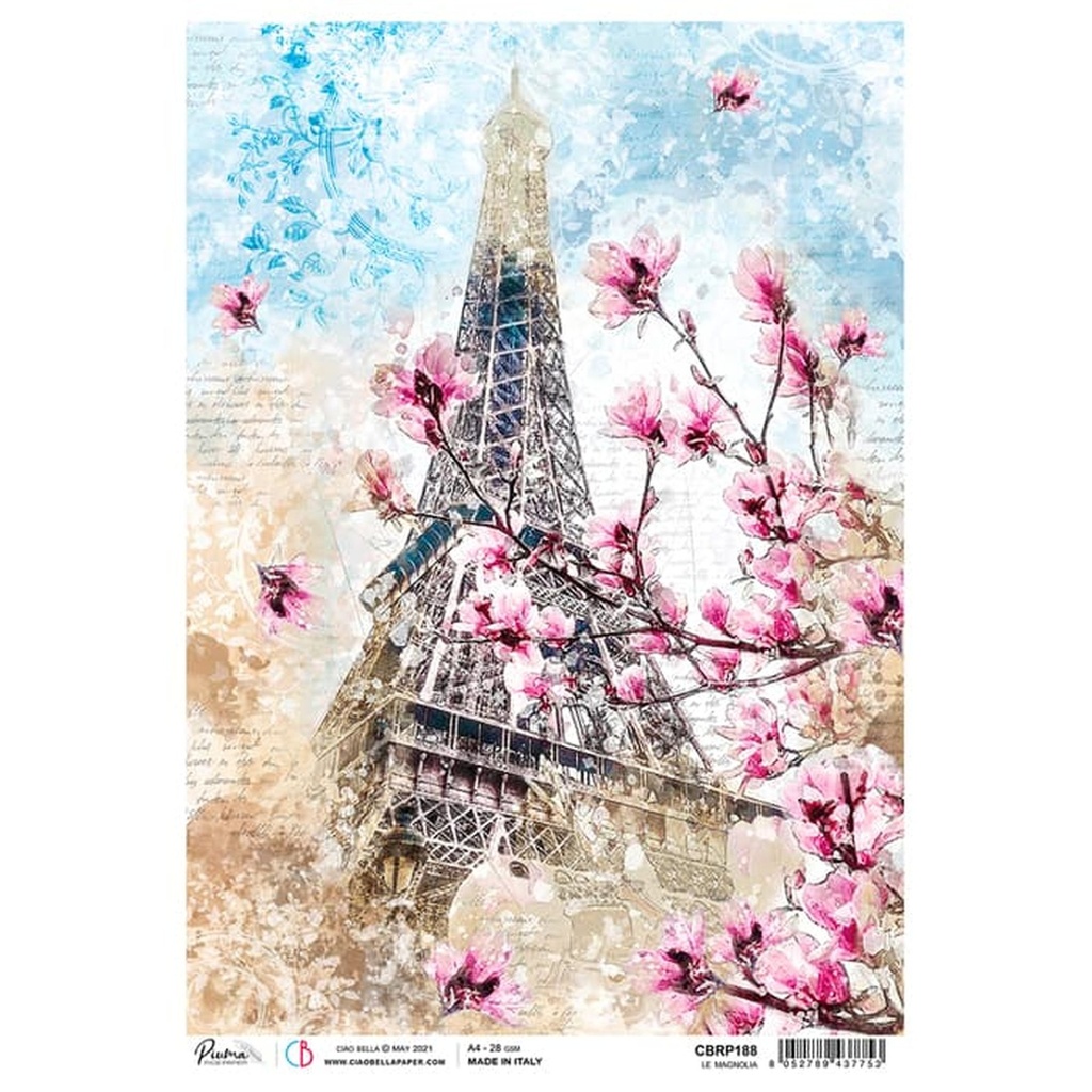 Ciao Bella Paper - Le Magnolia A4 rice paper (SINGLE Sheet)