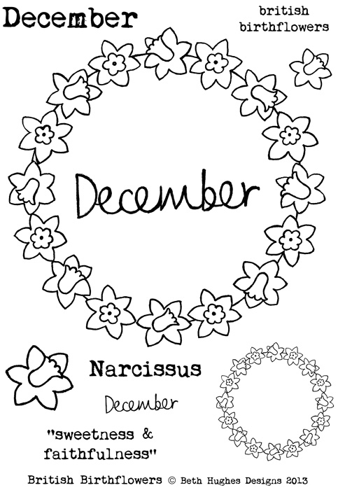 Beth Hughes - December Birth flowers stamp set