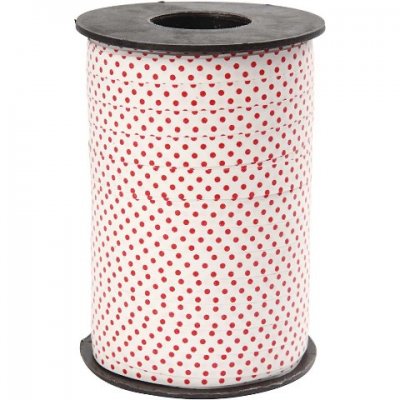Creativ - Curling Ribbon - White With Red Dots