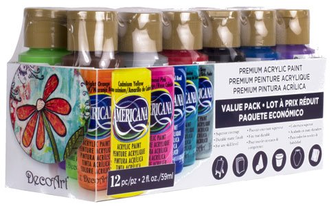 DecoArt Americana Acrylics - 12 Colour Value Pack (2oz)