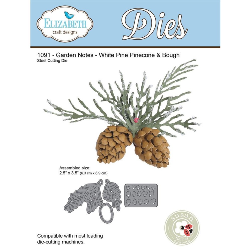Elizabeth Craft Designs – Garden Notes White Pinecone & Bough Die Set