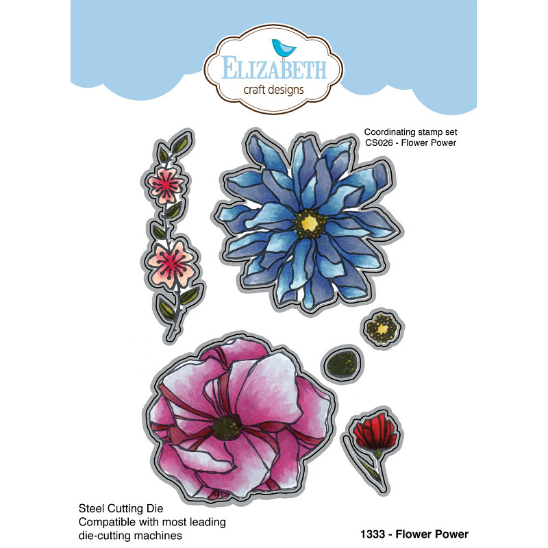 Elizabeth Craft Designs - Flower Power Die Set (Coordinates with CS026 Clear Stamps)