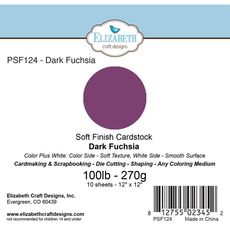 Elizabeth Craft Designs – 12"x12" Dark Fuchsia Soft Finish Cardstock