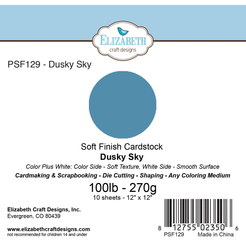Elizabeth Craft Designs - 12"x12" Dusky Blue Soft Finish Cardstock