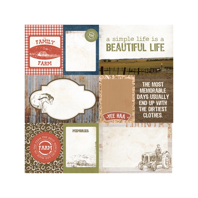 12x12 Scrapbk Pap - HomegrownSold in Packs of 10 Sheets