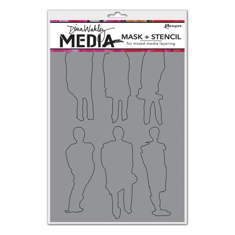 Dina Wakley MEdia Stencil - Funky Silhouettes 