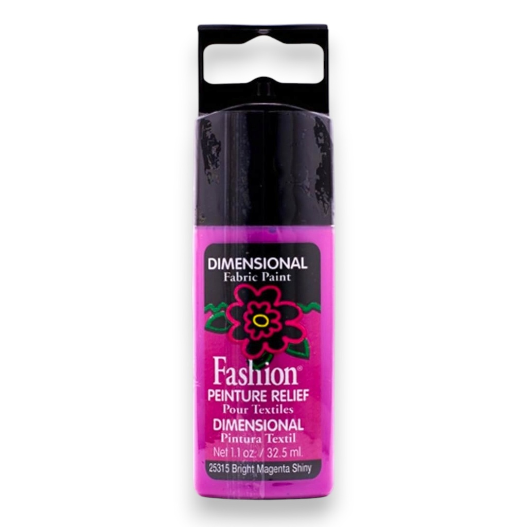 Plaid Fashion Relief™ Dimensional Fabric Paint – Bright Magenta Shiny (1.1oz)