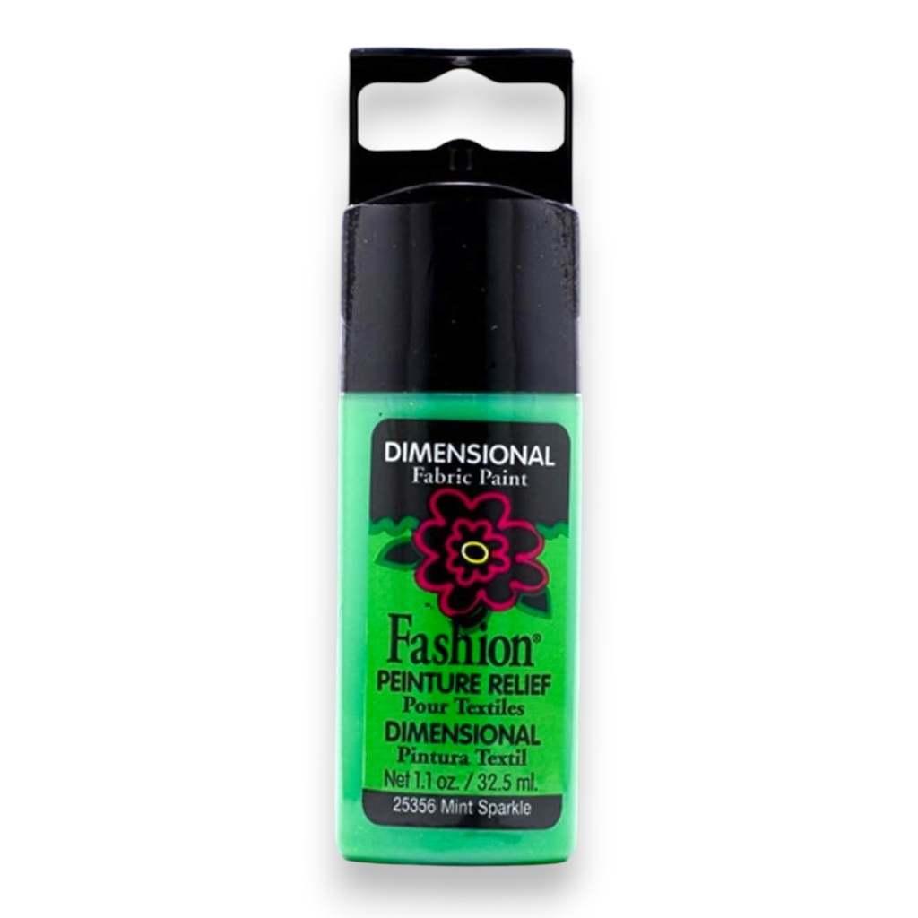 Plaid Fashion Relief™ Dimensional Fabric Paint – Mint Sparkle (1.1oz)