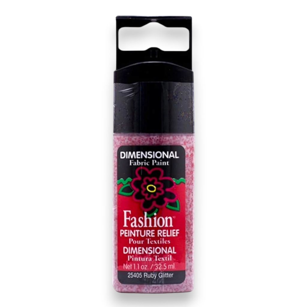 Plaid Fashion Relief™ Dimensional Fabric Paint – Ruby Glitter (1.1oz)