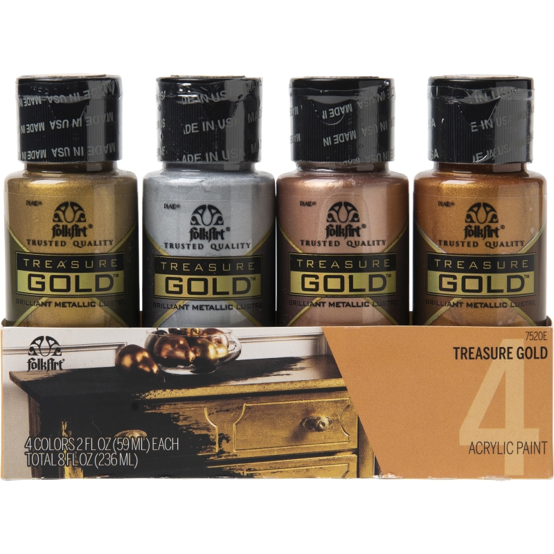 FolkArt Treasure Gold - 4 Colour Paint Set (2oz)