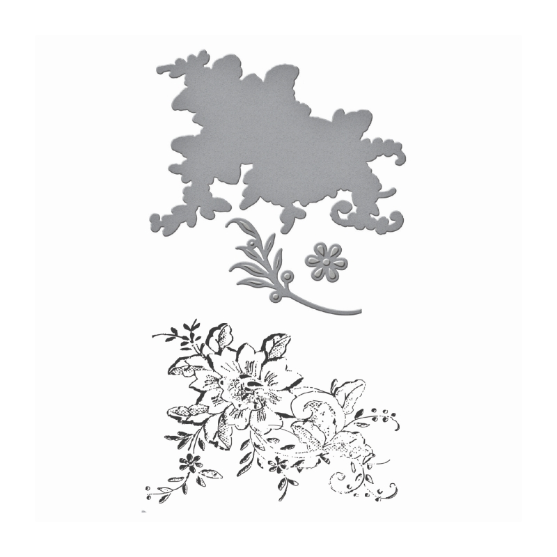 Spellbinders Stamp & Die Set - Embroidered Flowers