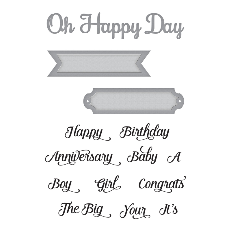 Spellbinders Stamp & Die Set - Oh Happy Day
