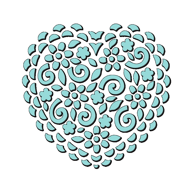 Sweet Dixie Flower & Swirl Heart Stencil