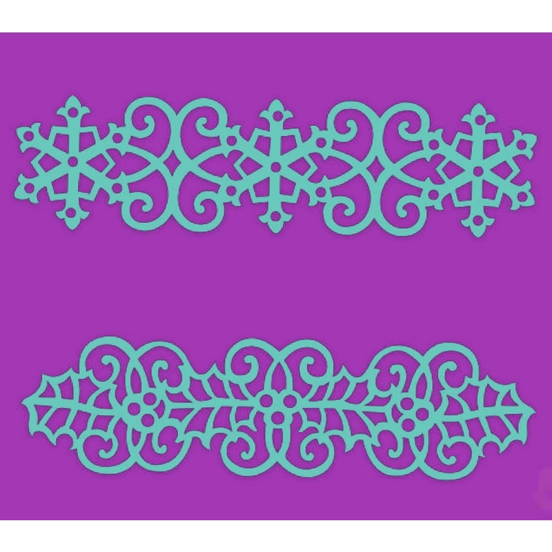 Sweet Dixie Swirling Holly & Snowflakes Border Stencils