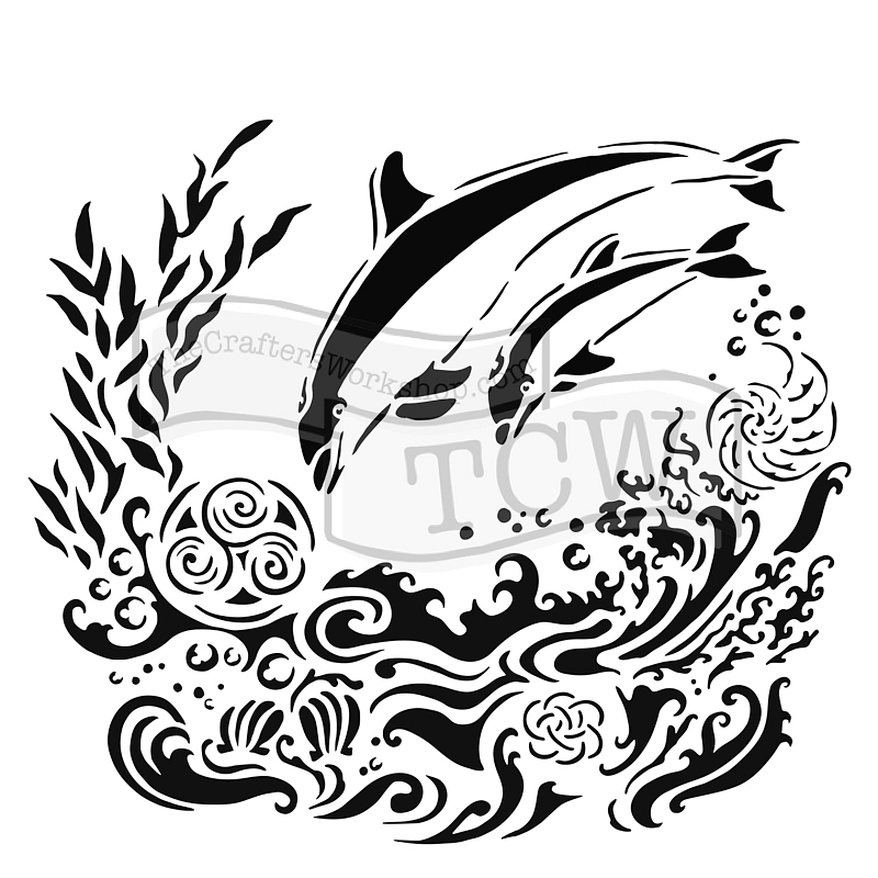 6x6 Stencil Dolphins