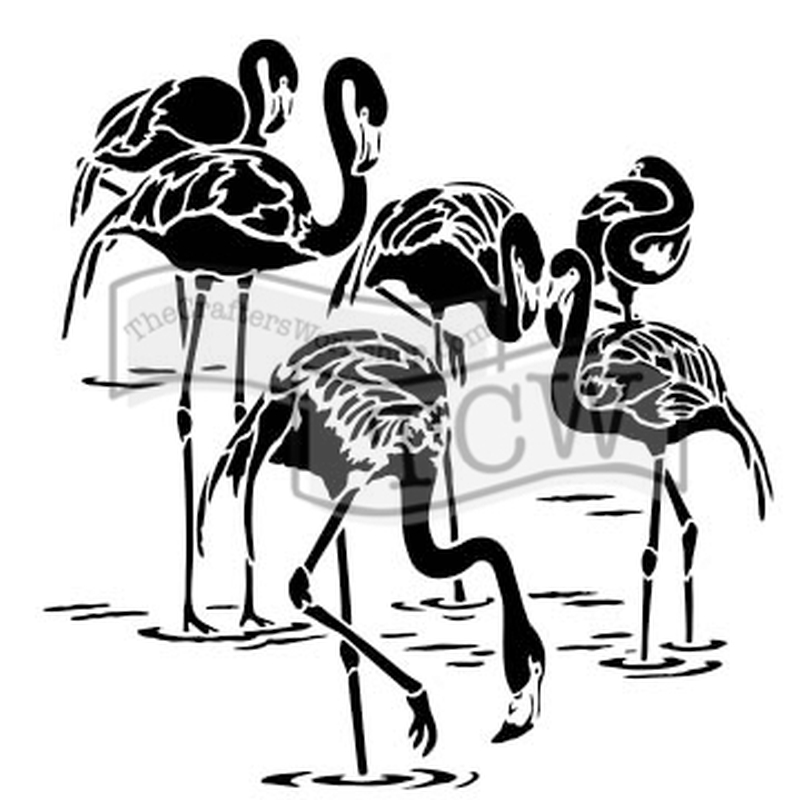 6x6 Stencil Flamingos