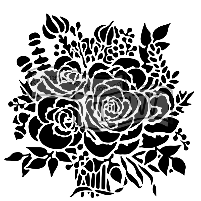 6x6 Stencil Rose Bouquet