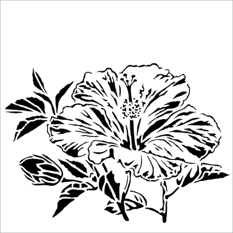 6x6 Stencil Hibiscus