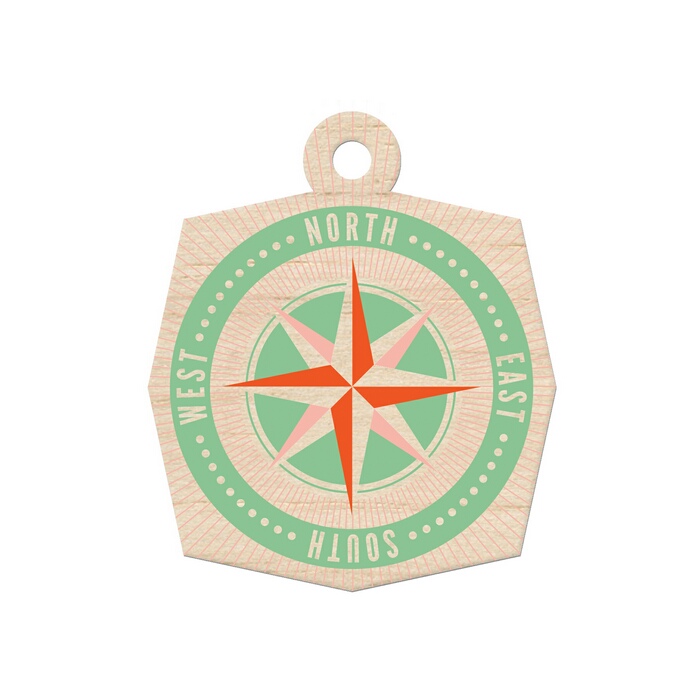 Jet Set - Wood Tag - Compass Sold in singles