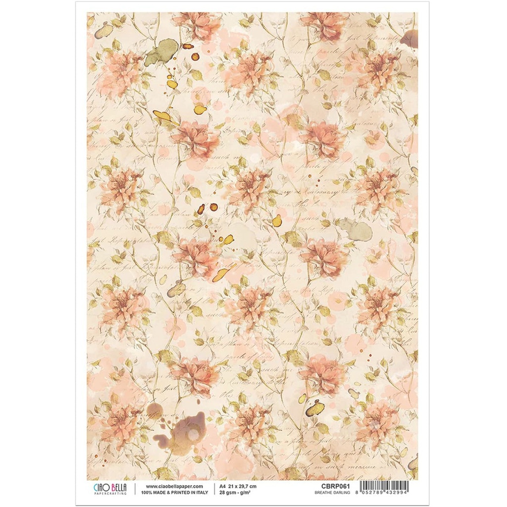 Ciao Bella Paper - Breathe Darling A4 Rice Paper (Single Sheet)