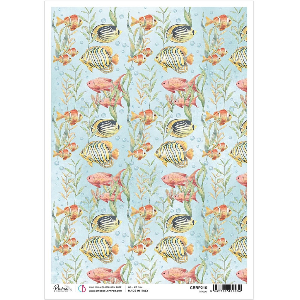 Ciao Bella Paper - Fishes A4 rice paper (SINGLE Sheet)