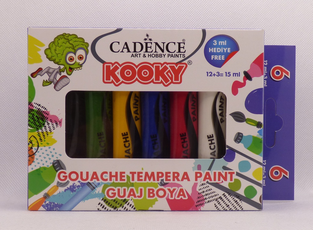 Cadence Kooky Gouache Tempera Paint Set - (6 Pieces 15ml)