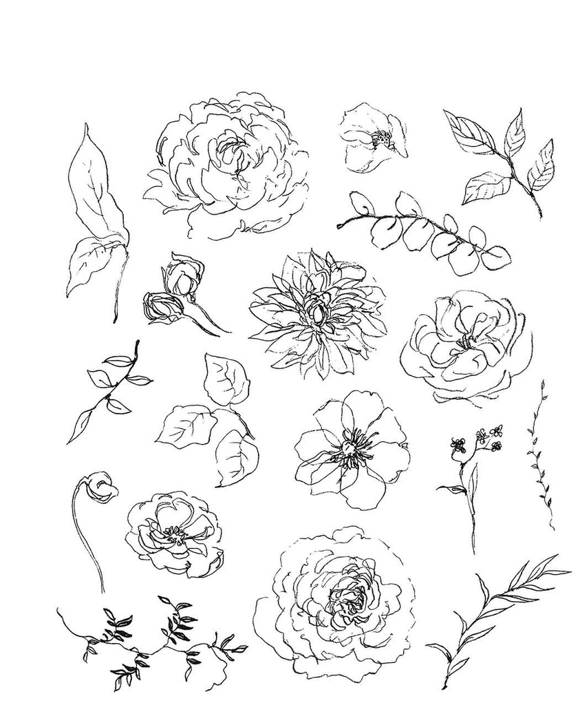 Tim Holtz - Stampers Anonymous Cling Stamps - Floral Elements