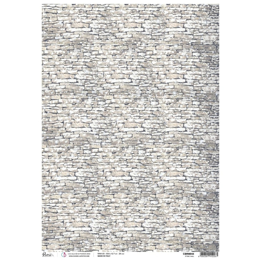 Ciao Bella Paper - Stone Wall A3 rice paper (SINGLE Sheet)
