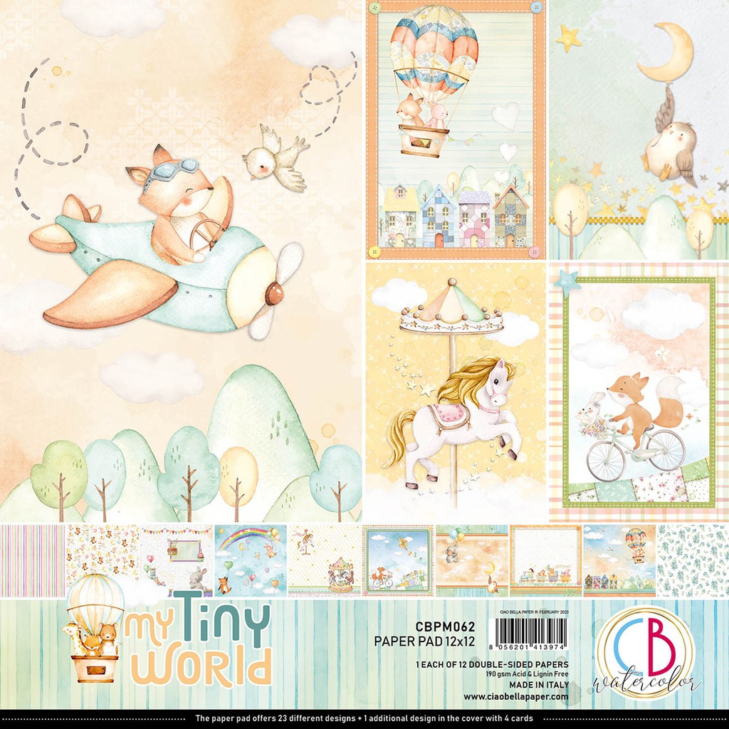 Ciao Bella Paper - My Tiny World - 12"x12" Paper Pad 