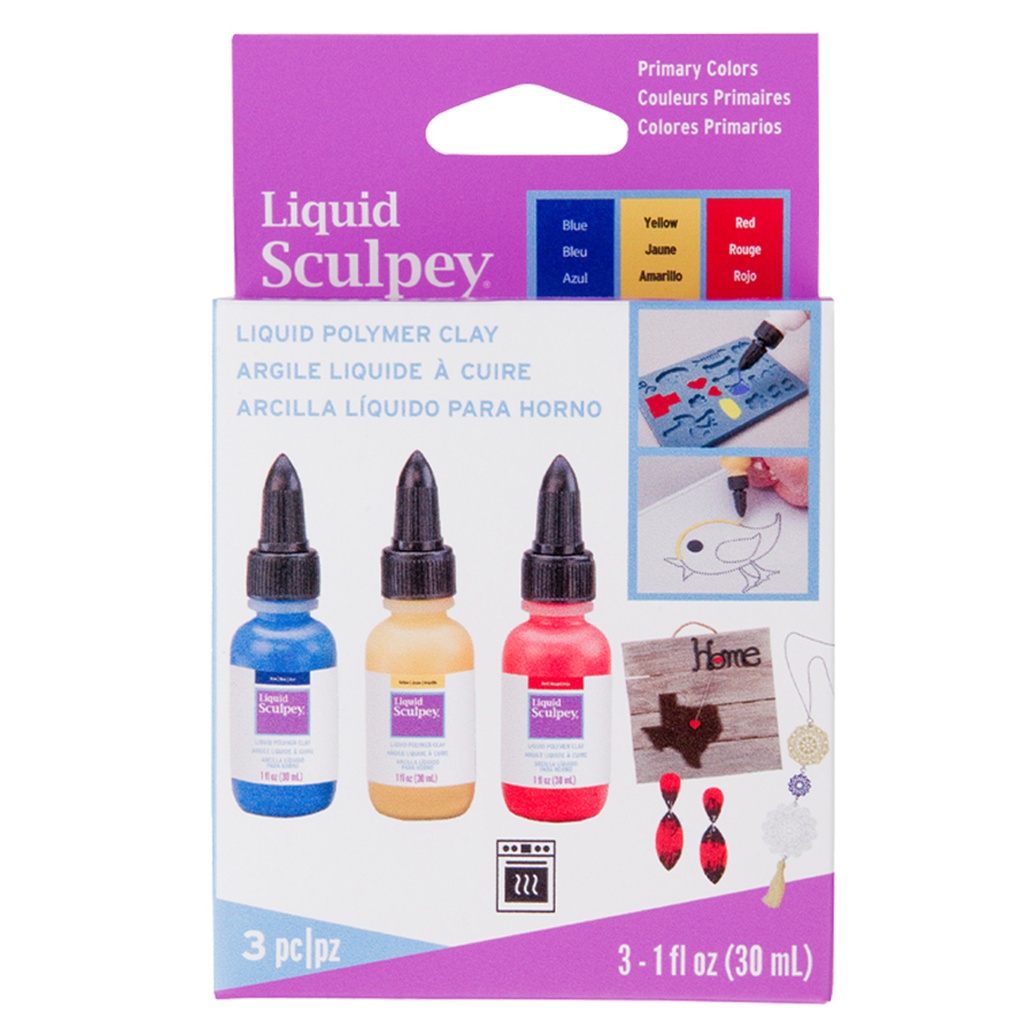 Liquid Sculpey Multipack - Primary: Blue, Yellow & Red (3x1floz)