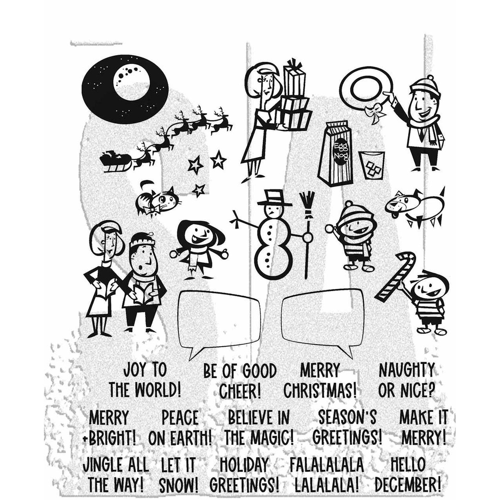 Tim Holtz - Stampers Anonymous Cling Stamps - Christmas Cartoons