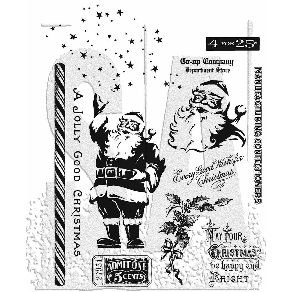 Tim Holtz - Stampers Anonymous Cling Stamps - Jolly Holiday