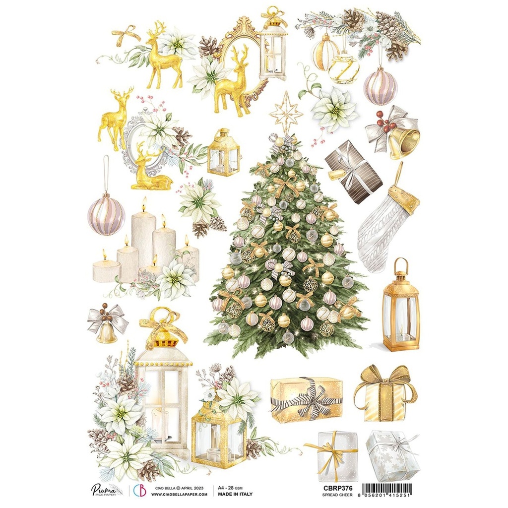 Ciao Bella Paper - Spread Cheer A4 rice paper (SINGLE Sheet)