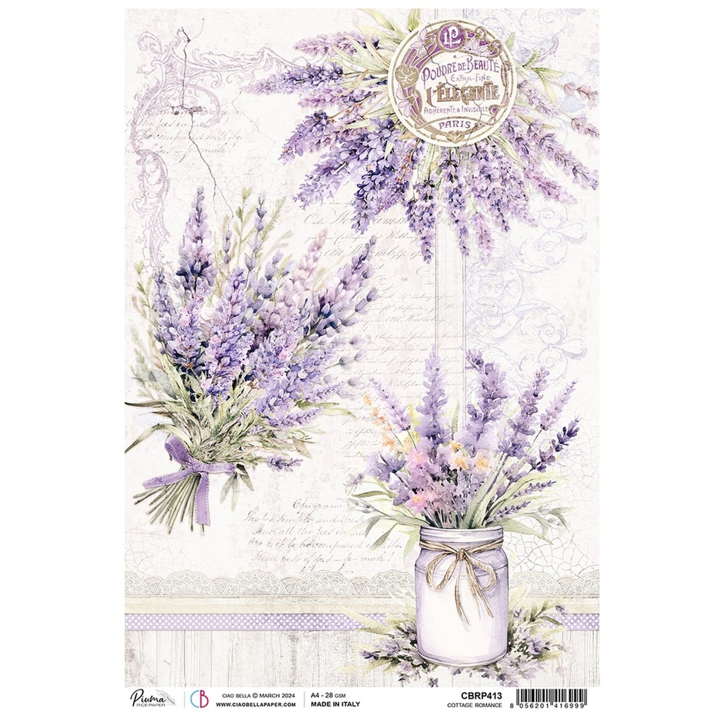 Cottage Romance - Ciao Bella Piuma Rice Paper A4 - Single Sheet
