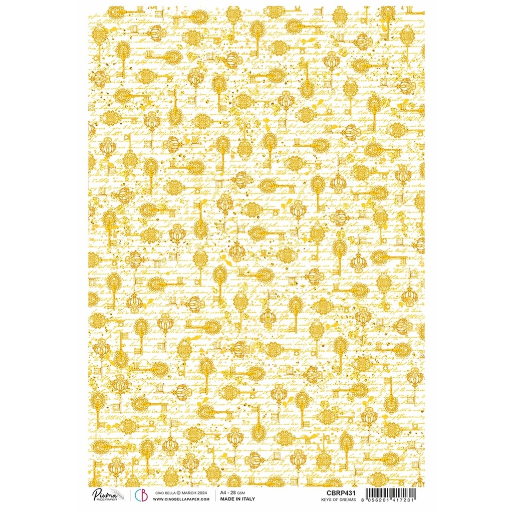 Ciao Bella Paper - Keys Of Dreams A4 rice paper (SINGLE Sheet)