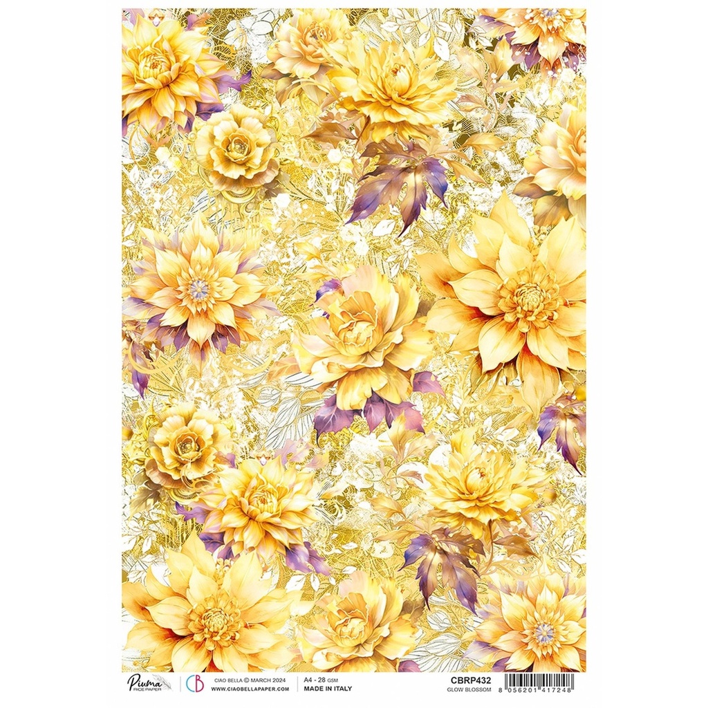 Ciao Bella Paper - Glow Blossom A4 rice paper (SINGLE Sheet)