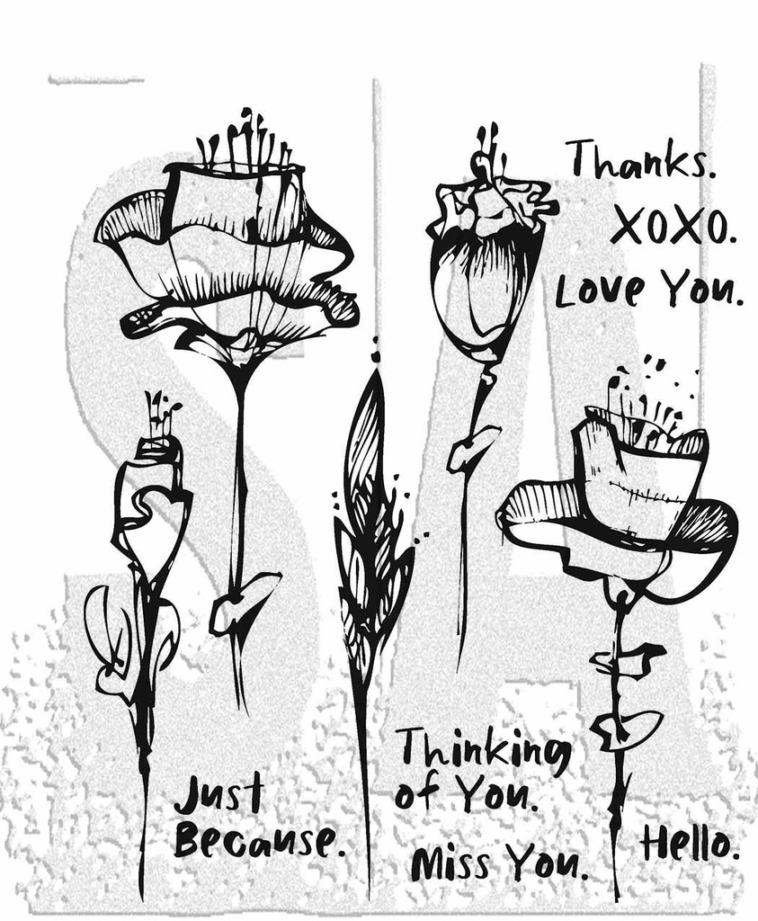 Tim Holtz - Stampers Anonymous Cling Stamps - Abstract Florals