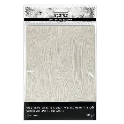 Tim Holtz - Distress Woodgrain Cardstock - Light Grey  (10 sheets)