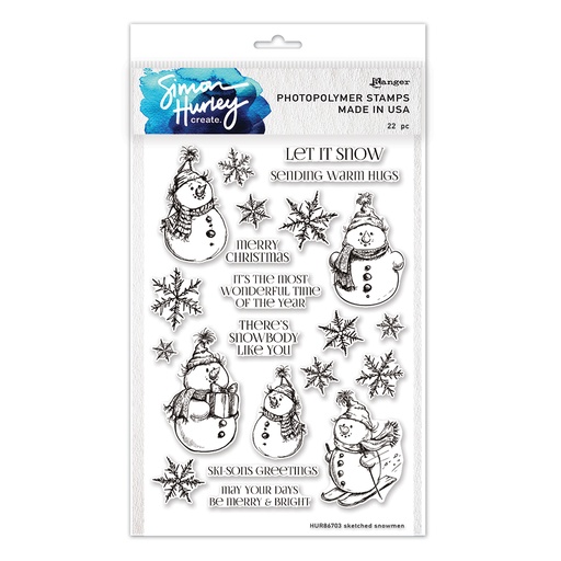 Simon Hurley - Sketched Snowmen clear stamp set