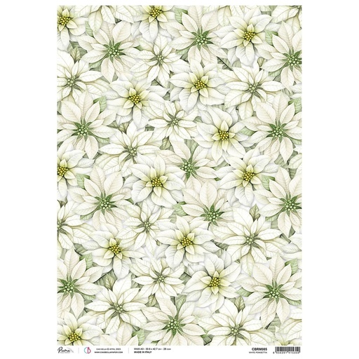 Ciao Bella Paper - White Poinsettia A3 rice paper (3 Pack)