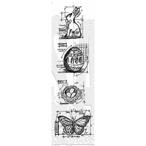 Tim Holtz Blueprint Strip Stamps - Easter