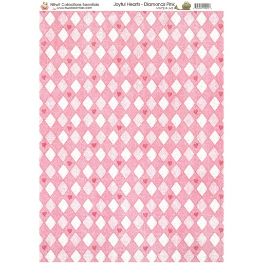 Nitwits Joyful Hearts Diamonds Pink Paper A4 pack of 10 sheets       