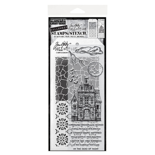 Tim Holtz Mixed-Media Stamps & Stencil Set - Sketch Manor