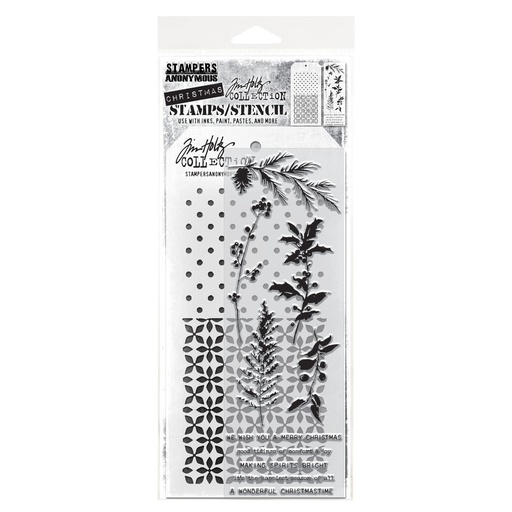 Tim Holtz Mixed-Media Stamps & Stencil Set - Winter Watercolor